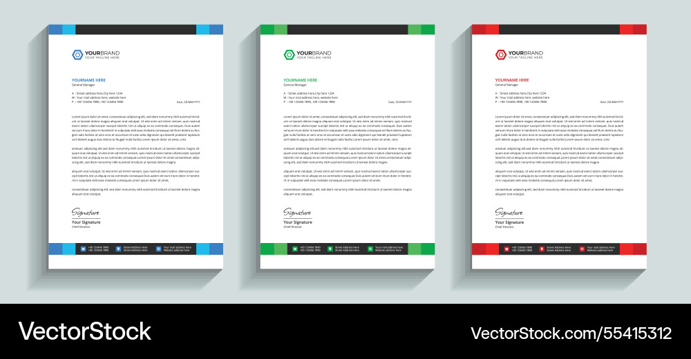 Professional business letterhead template design Vector Image