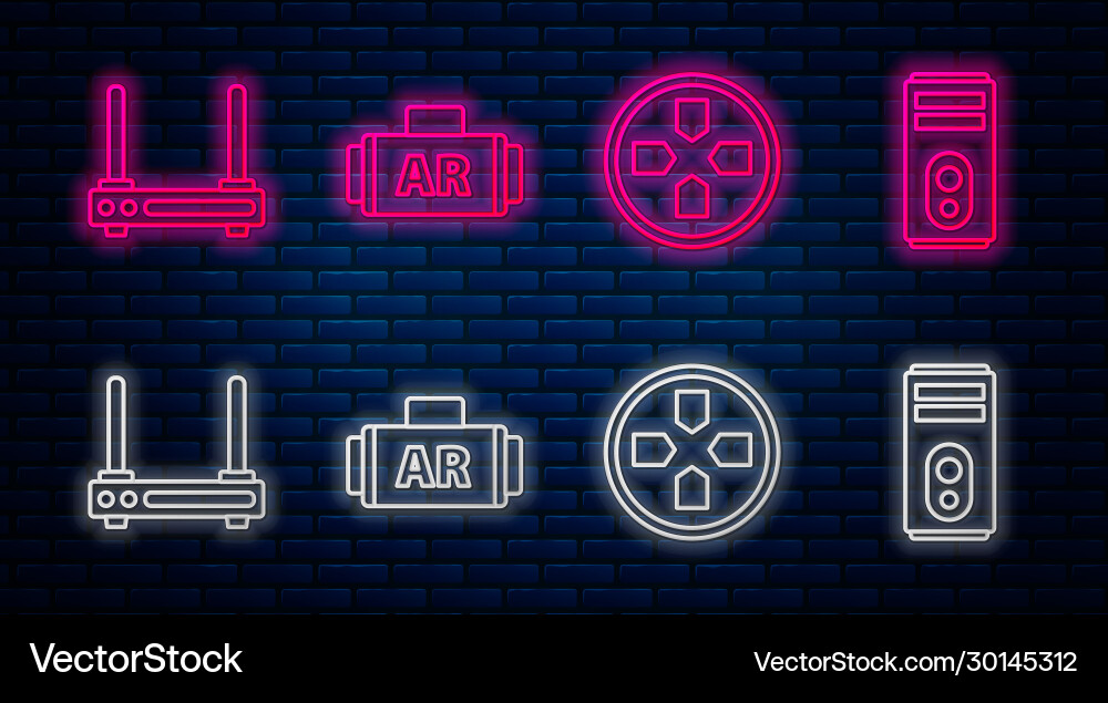 Set line ar augmented reality gamepad router Set line ar augmented reality gamepad router Vector Image