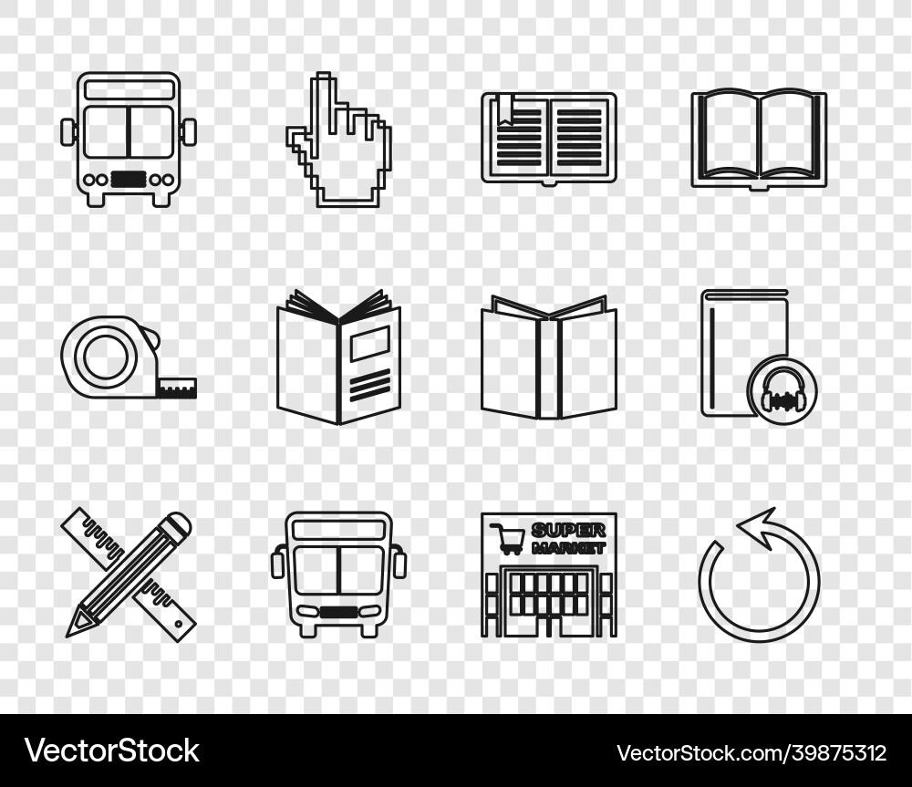 Set line crossed ruler and pencil refresh open Set line crossed ruler and pencil refresh open Vector Image