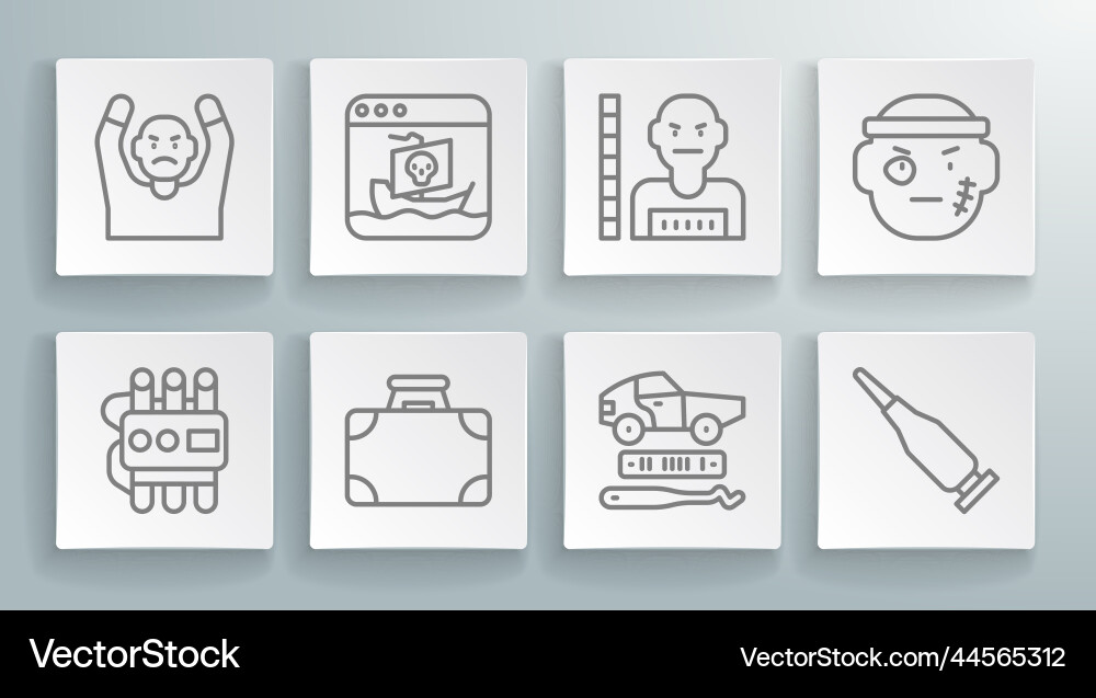 Set line dynamite and timer clock internet piracy Vector Image