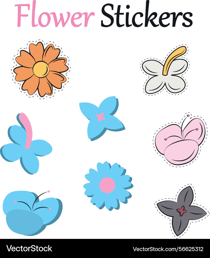 Set of colorful flower stickers Vector Image