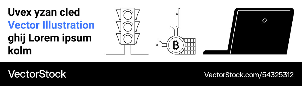 Traffic light bitcoin processing with graph Traffic light bitcoin processing with graph vector image