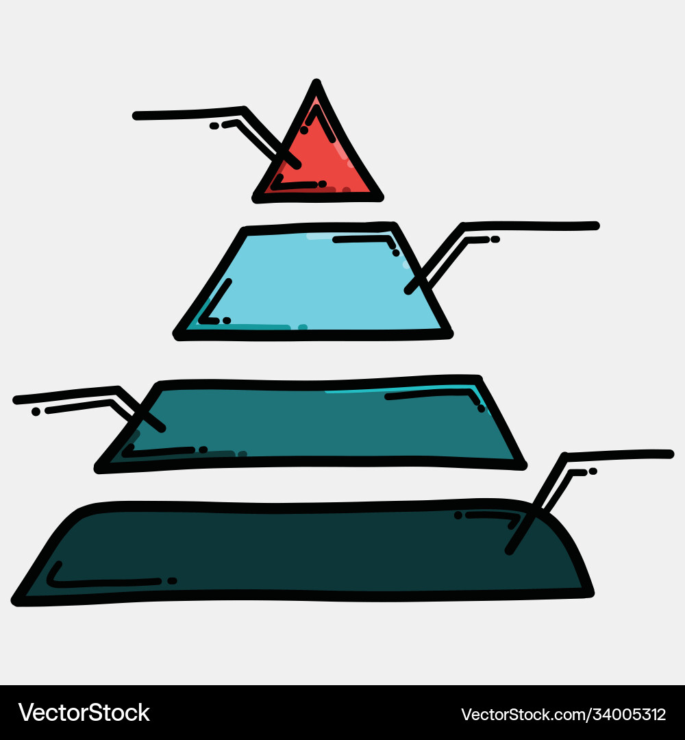 Triangle graph color icon drawing sketch hand vector image