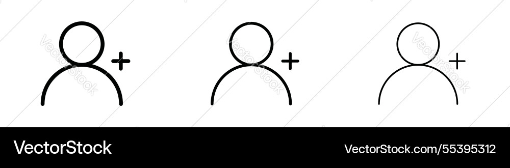 User add icons in three different stroke lines User add icons in three different stroke lines vector image