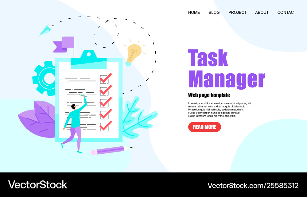 Web template task manager concept to-do list app Vector Image