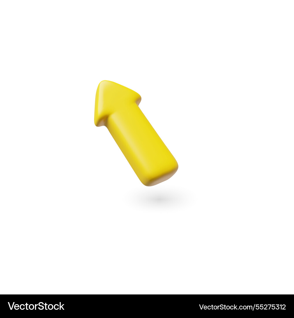 Yellow arrow up left diagonal cursor 3d cartoon Yellow arrow up left diagonal cursor 3d cartoon vector image