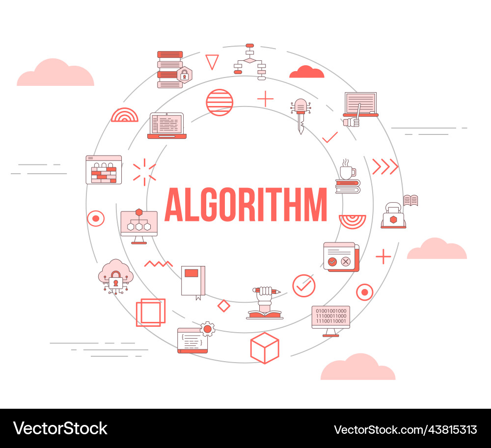 Algorithm concept with icon set template banner Vector Image