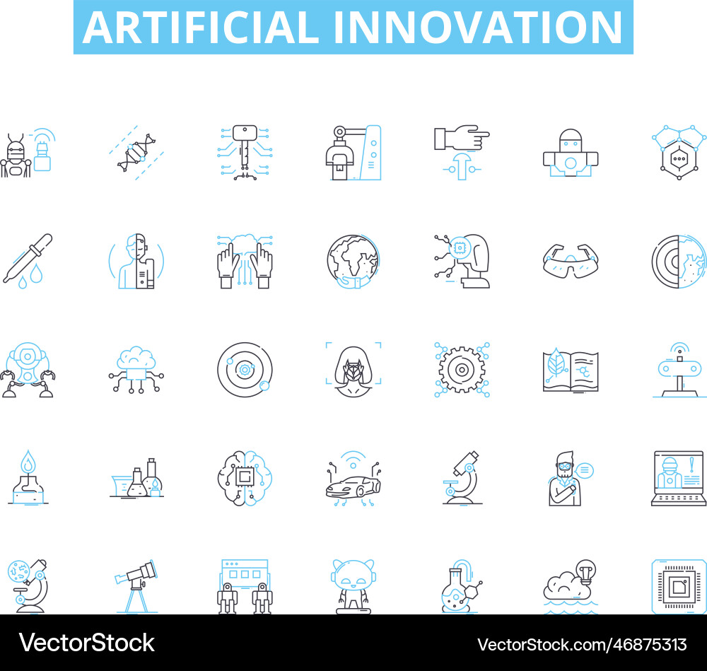 Artificial innovation linear icons set automation Artificial innovation linear icons set automation Vector Image