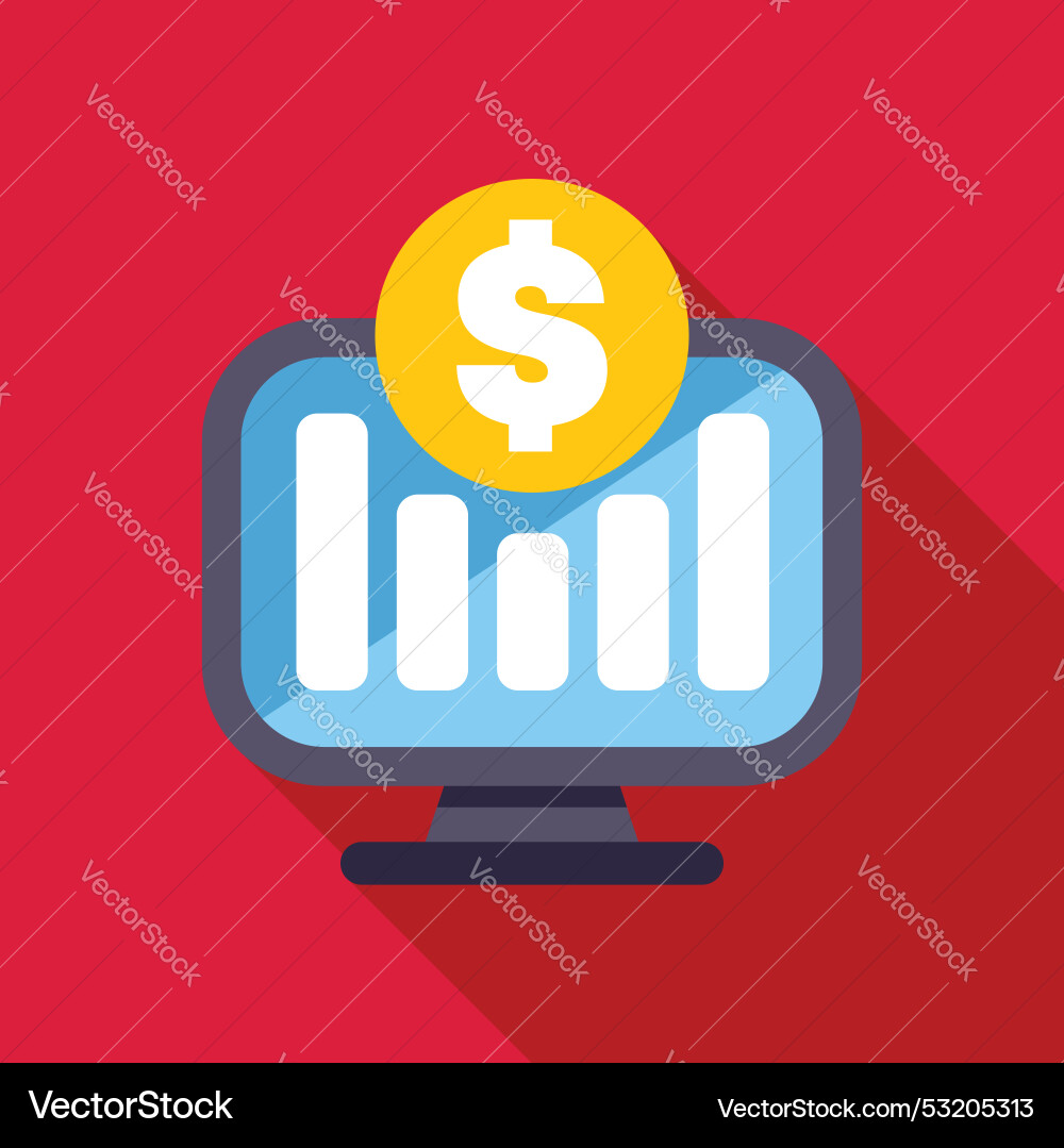 Computer showing increasing statistics with dollar Computer showing increasing statistics with dollar vector image