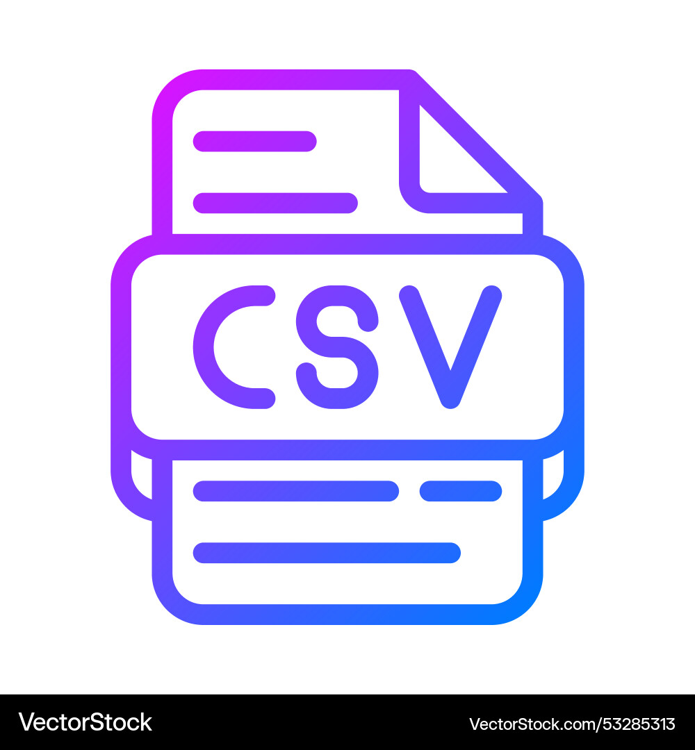 Csv format file type icon elegant database icons Vector Image