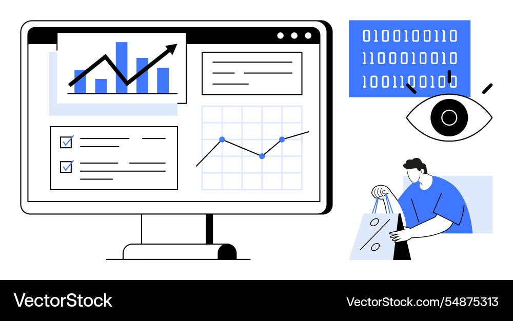 Digital marketing analytics dashboard with graphs Digital marketing analytics dashboard with graphs Vector Image