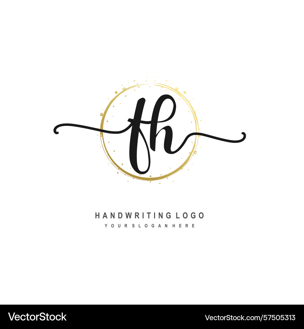 Fh initial handwriting logo with circular wave Vector Image