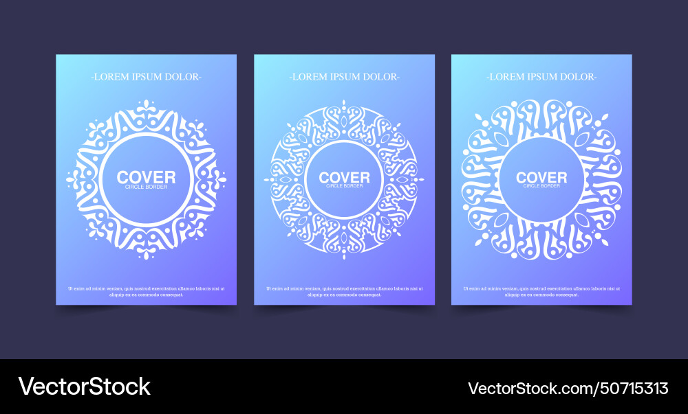 Gradient border pattern cover template Vector Image