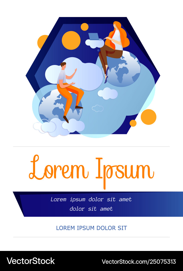 Internet communication distant learning template Vector Image