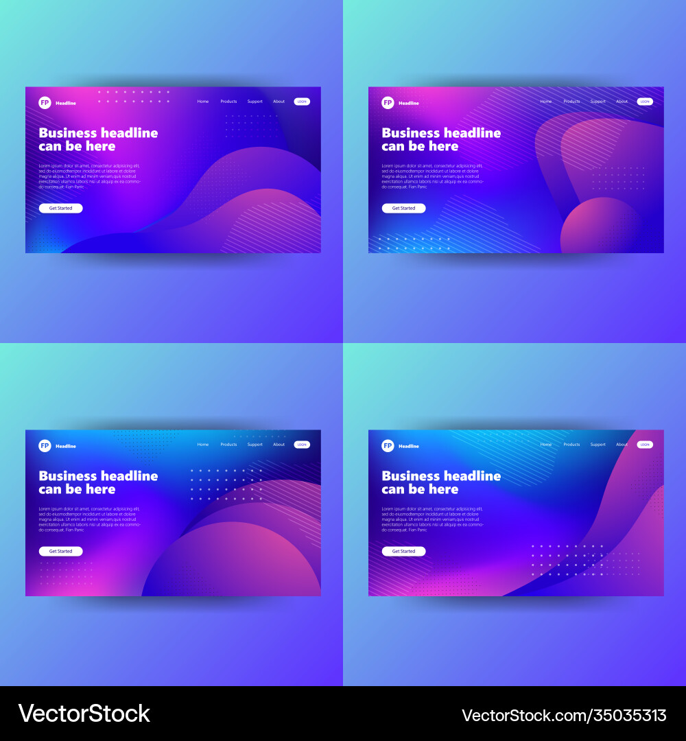 Landing page template with gradient modern webpage Landing page template with gradient modern webpage Vector Image