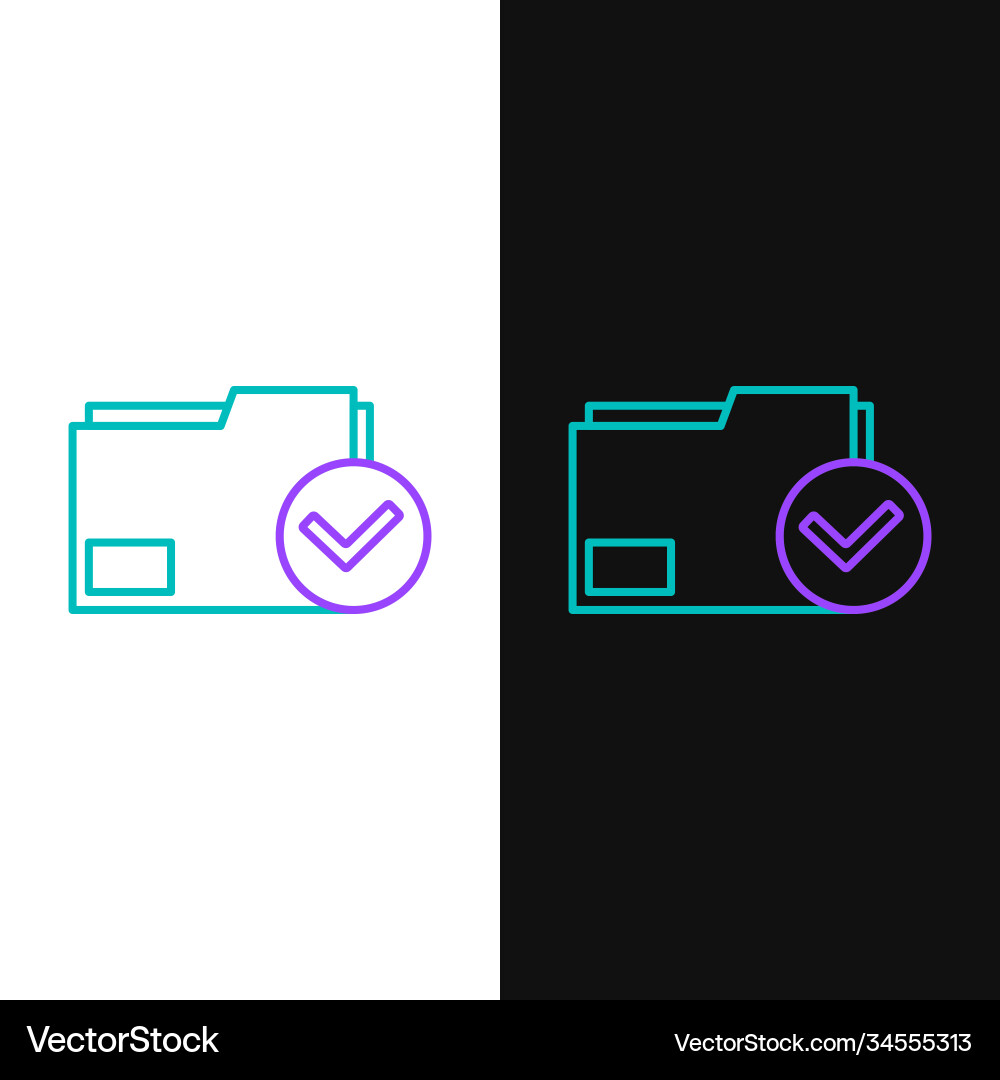 Line document folder and check mark icon isolated Line document folder and check mark icon isolated vector image
