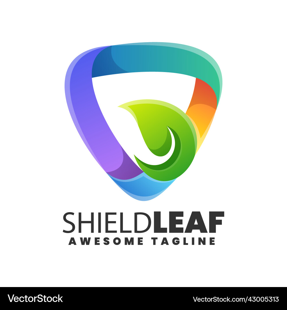Logo shield leaf gradient colorful style Vector Image