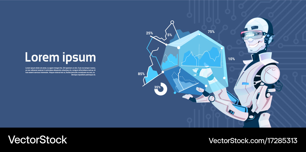Modern robot hold loading graphic diagram Vector Image