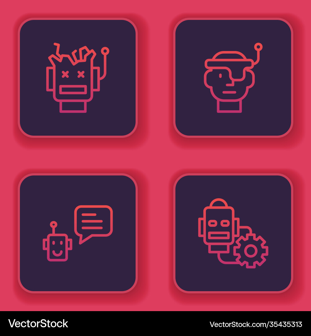 Set line broken robot bot smart glasses Vector Image