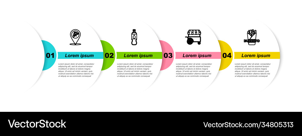 Set line location with slice pizza bottle Vector Image