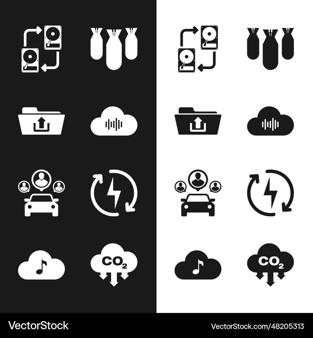 Set music streaming service folder upload data Vector Image