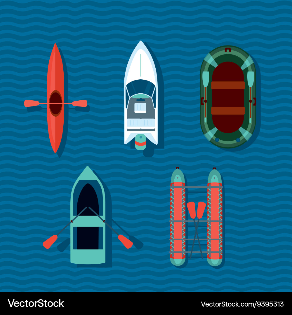 Ship Collection - Top View Vector Image