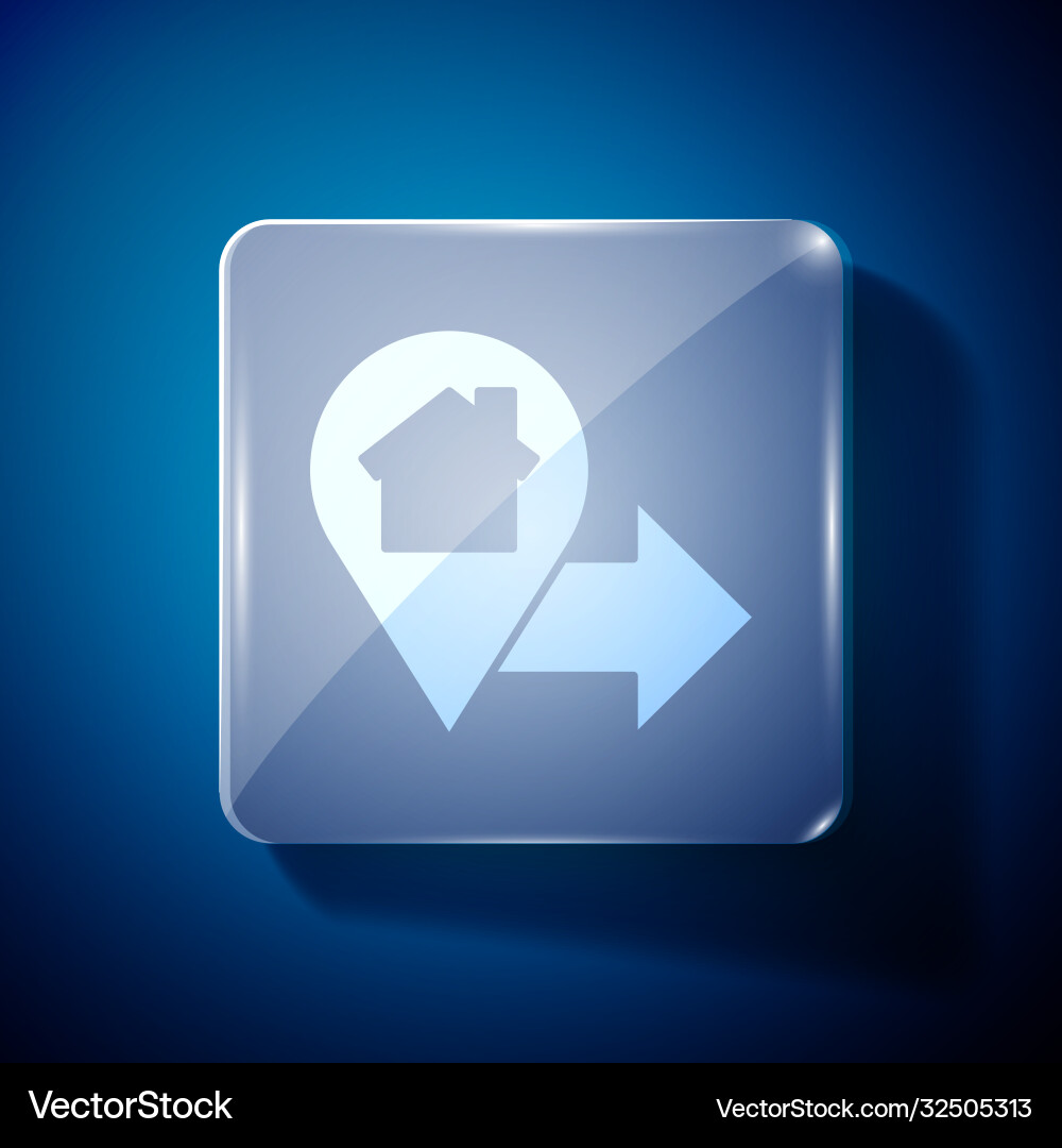 White map pointer with house icon isolated on blue White map pointer with house icon isolated on blue Vector Image