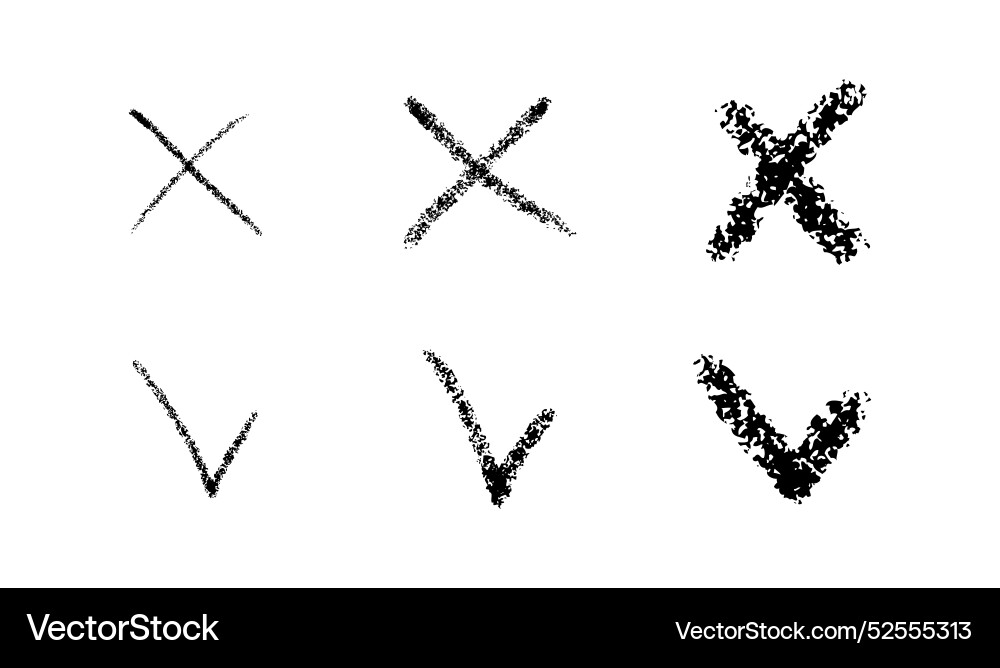 X scribble marks of cross v check X scribble marks of cross v check Vector Image