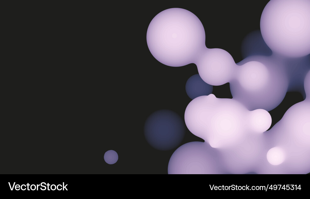 Abstract 3d fluid metaball shape with violet balls Vector Image