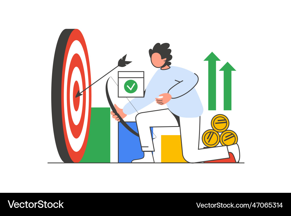 Business target outline web concept with character Business target outline web concept with character vector image