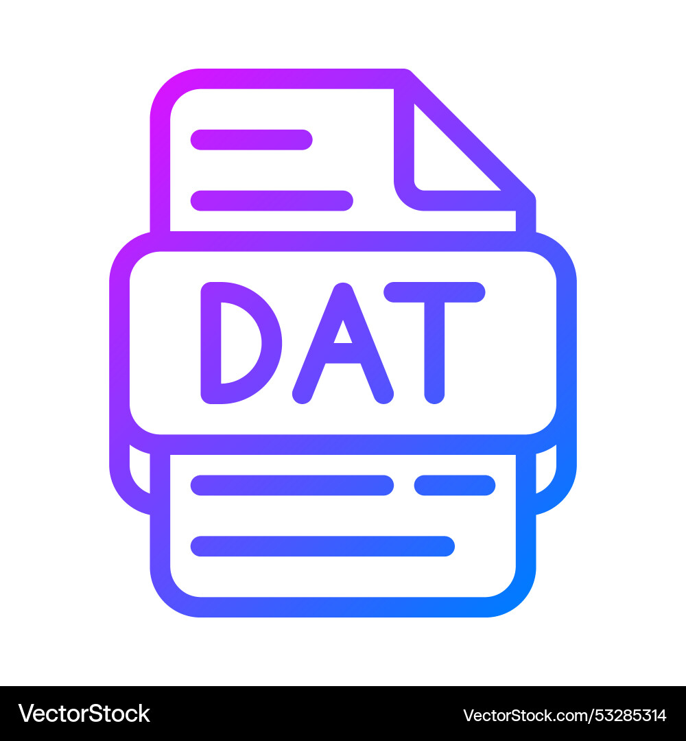 Dat format file type icon gradient database icons Dat format file type icon gradient database icons vector image