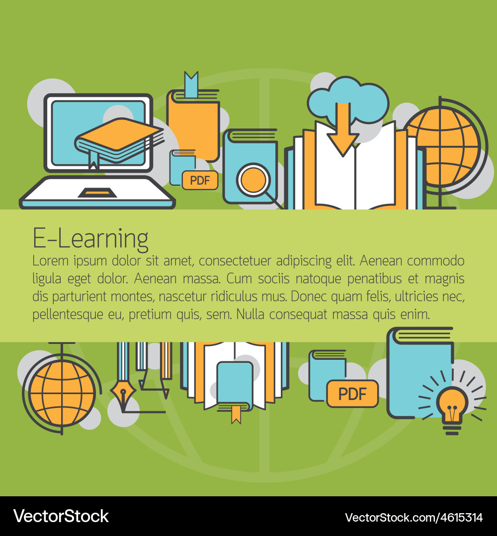 E-Learning Linear Icons vector image