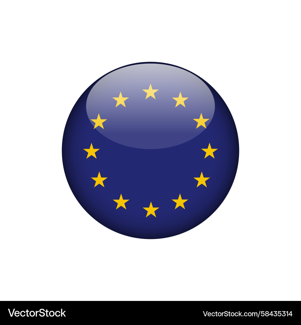EU Flag Circle Button Vector Image