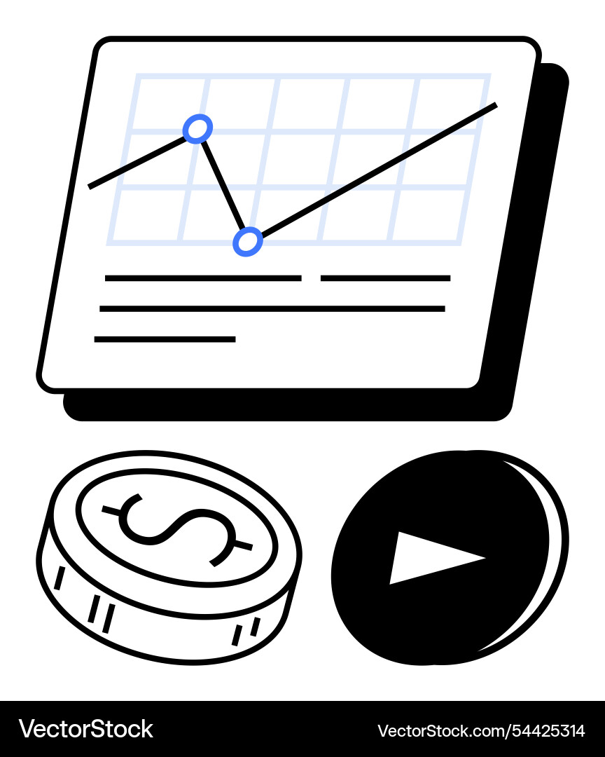 Financial analytics dashboard with line graph Financial analytics dashboard with line graph vector image