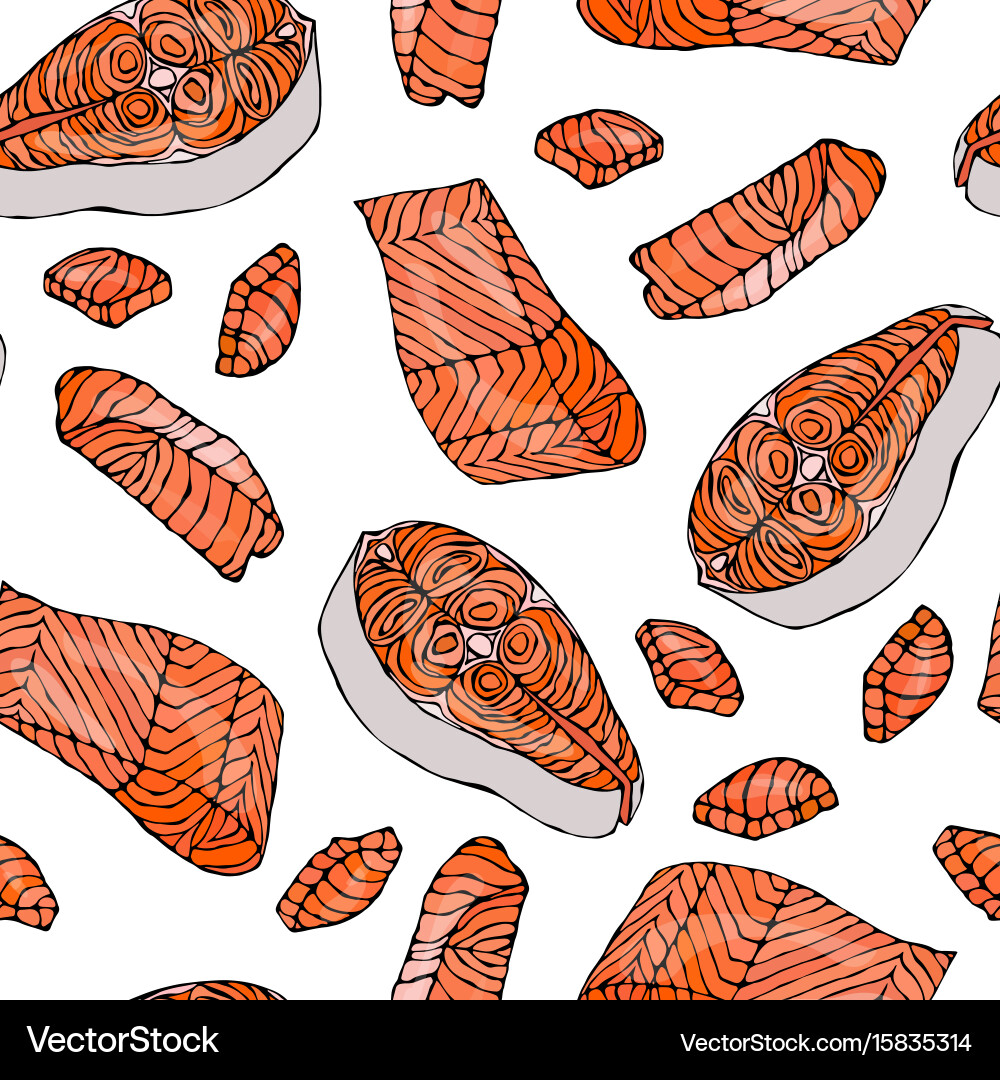 Image seamless pattern with salmon filet Vector Image
