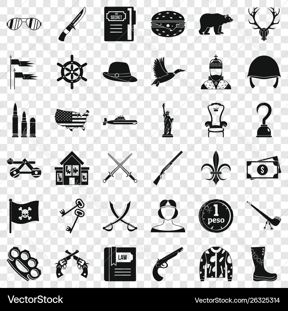 King icons set simple style King icons set simple style vector image