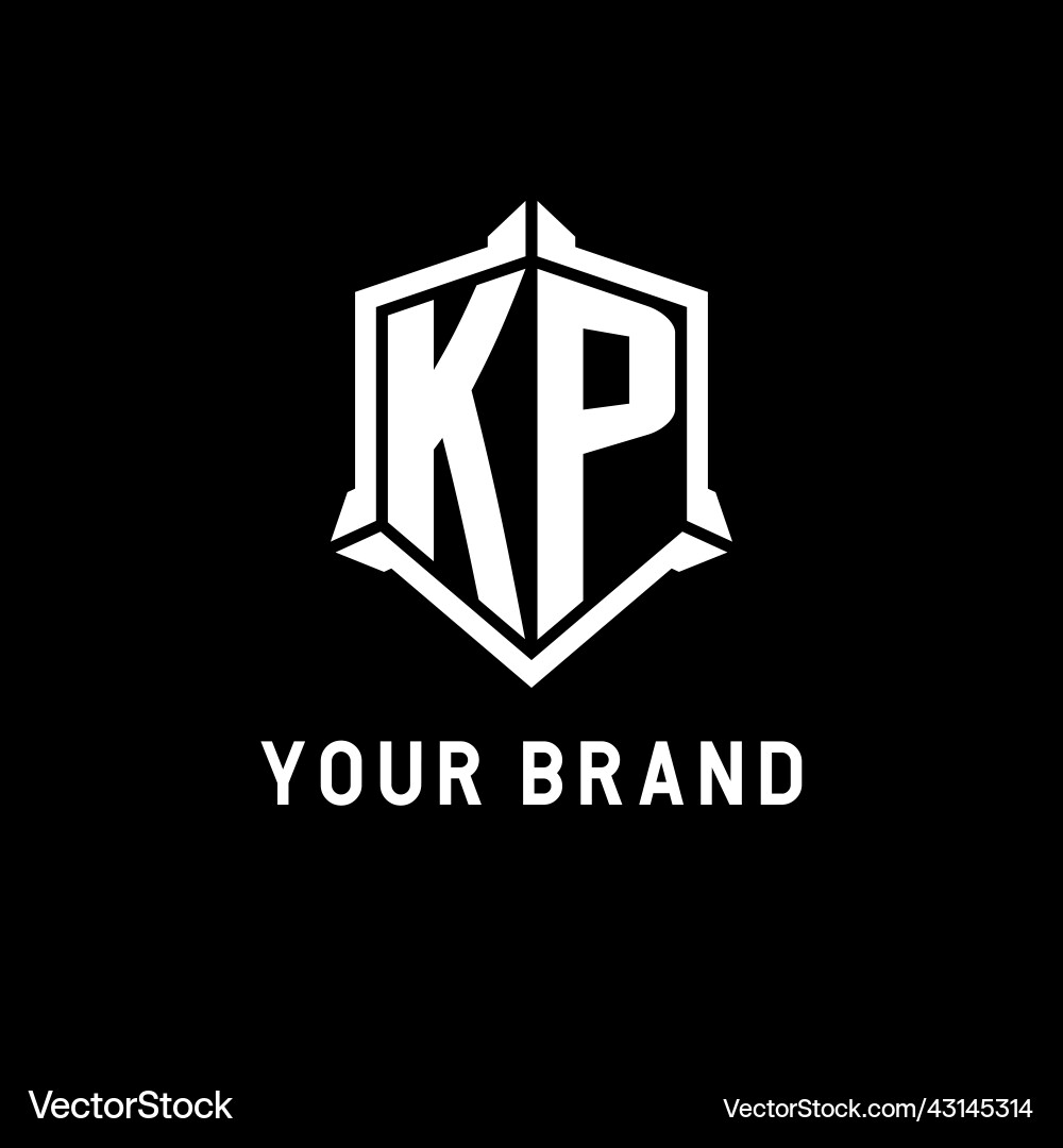 Kp logo initial with shield shape design style Kp logo initial with shield shape design style Vector Image