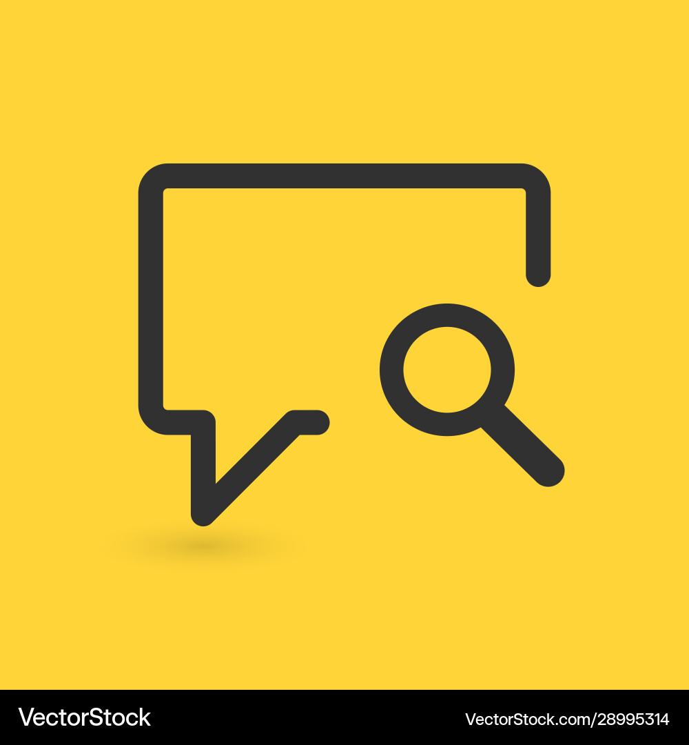 Linear speech bubble search icon with magnifying Linear speech bubble search icon with magnifying vector image