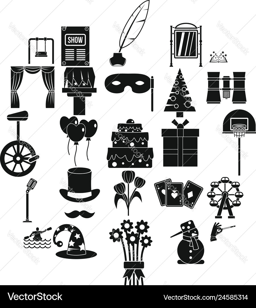 Magic performance icons set simple style Magic performance icons set simple style vector image