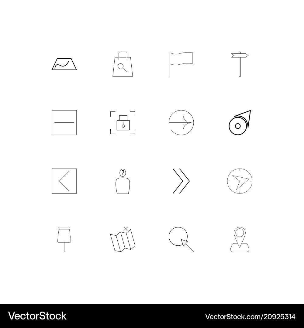 Maps and navigation linear thin icons set Vector Image