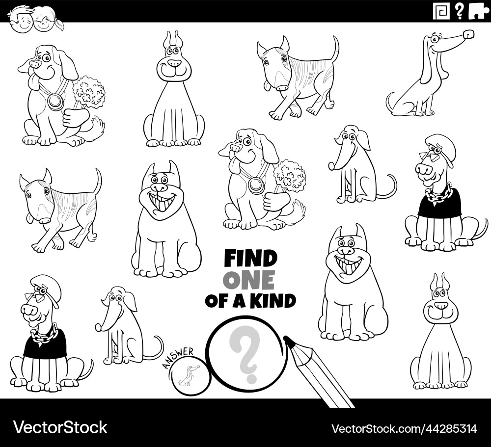 One of a kind game with funny cartoon dogs One of a kind game with funny cartoon dogs vector image