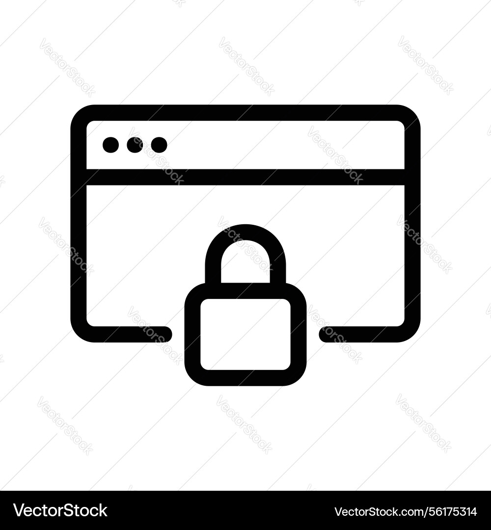 Outline application window with padlock icon Outline application window with padlock icon Vector Image