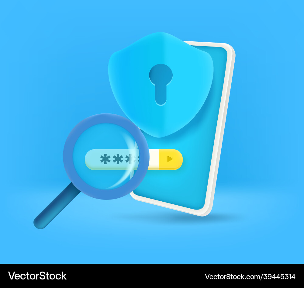 Password guessing concept 3d style Vector Image