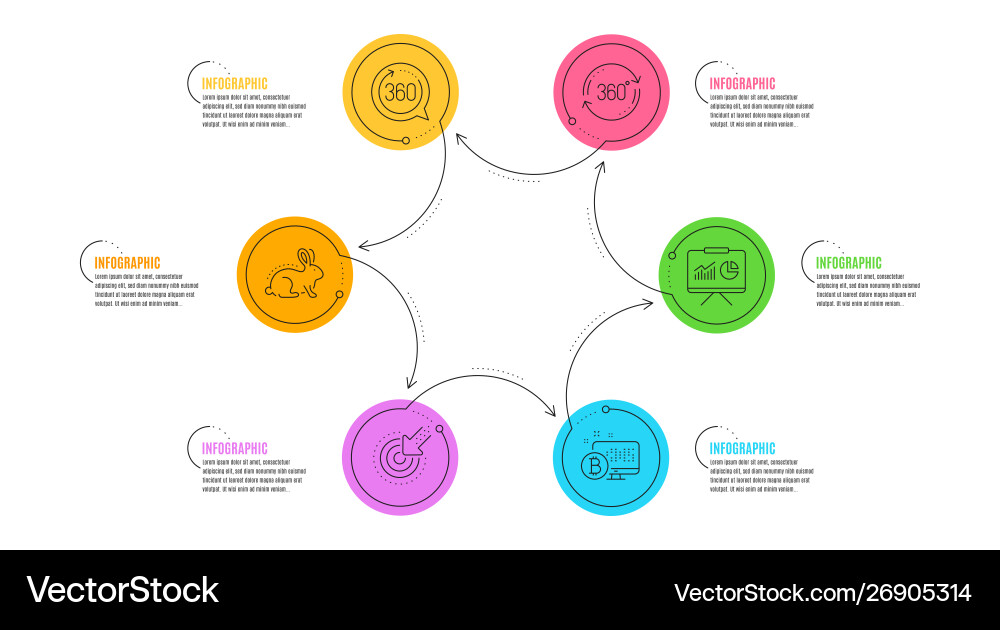 Presentation bitcoin system and 360 degrees icons Vector Image