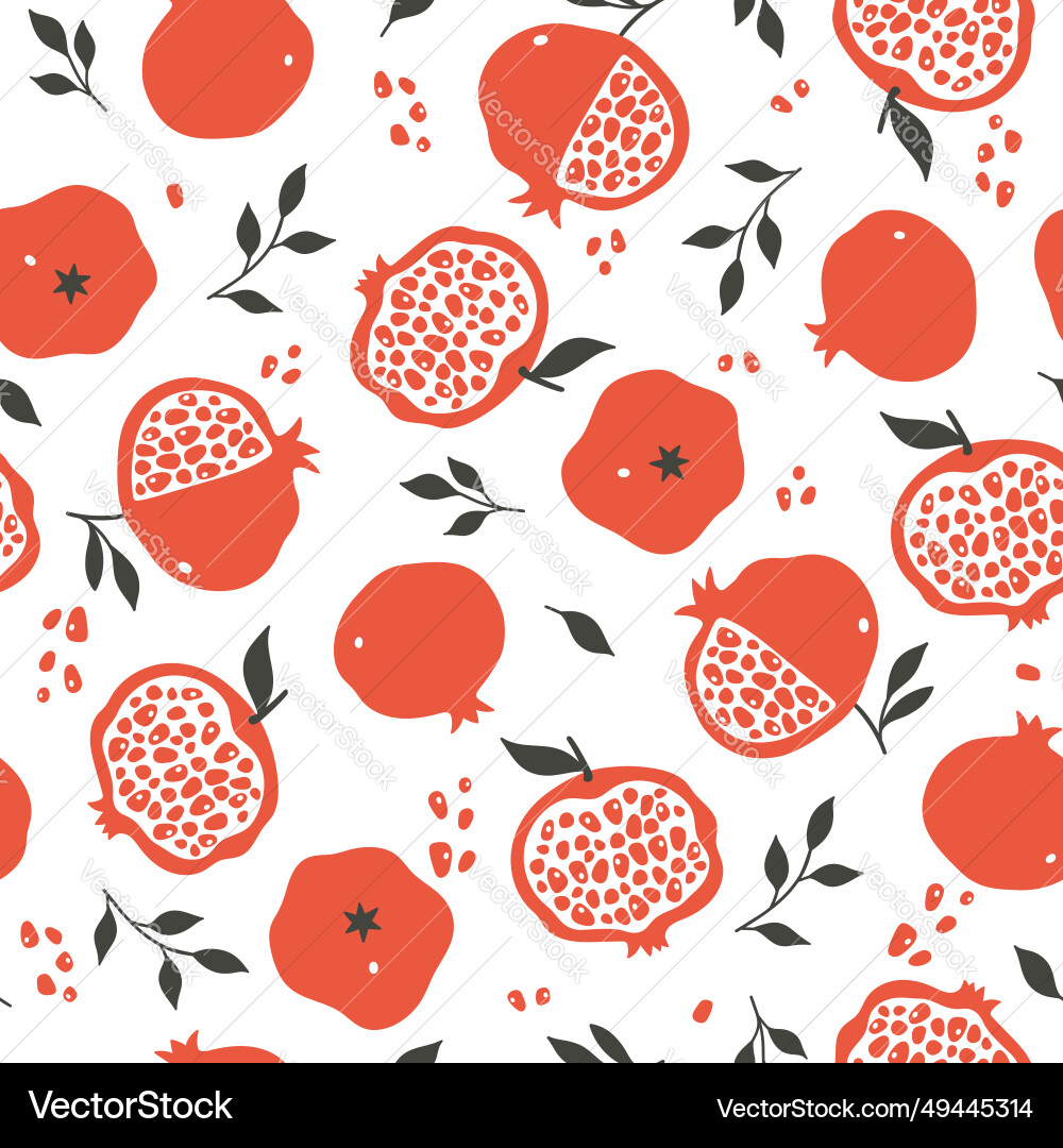 Seamless pattern with pomegranates on a white Vector Image