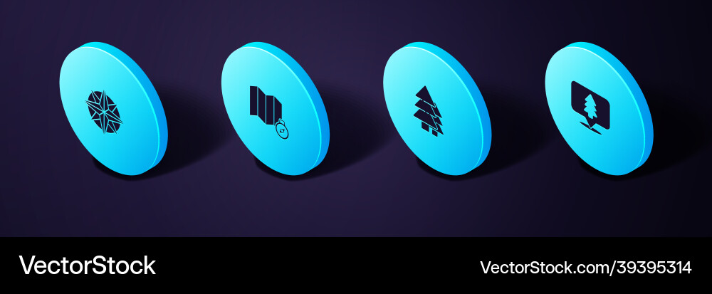 Set isometric location of the forest tree map vector image