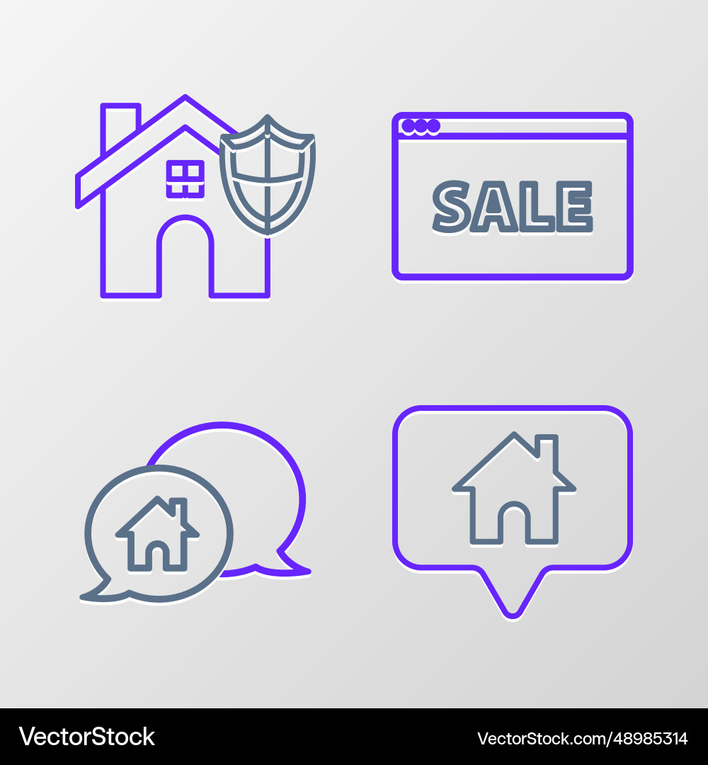 Set line map pointer with house building Set line map pointer with house building vector image