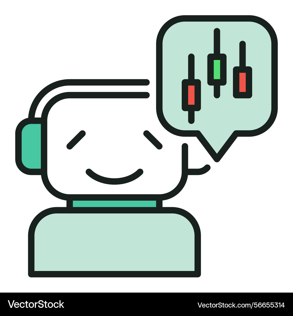Smiling trading bot with candlestick chart vector image