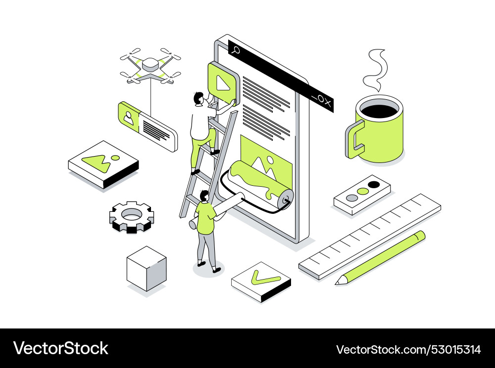 Webdesign isometrisches Konzept Webdesign isometrisches Konzept vektorbild