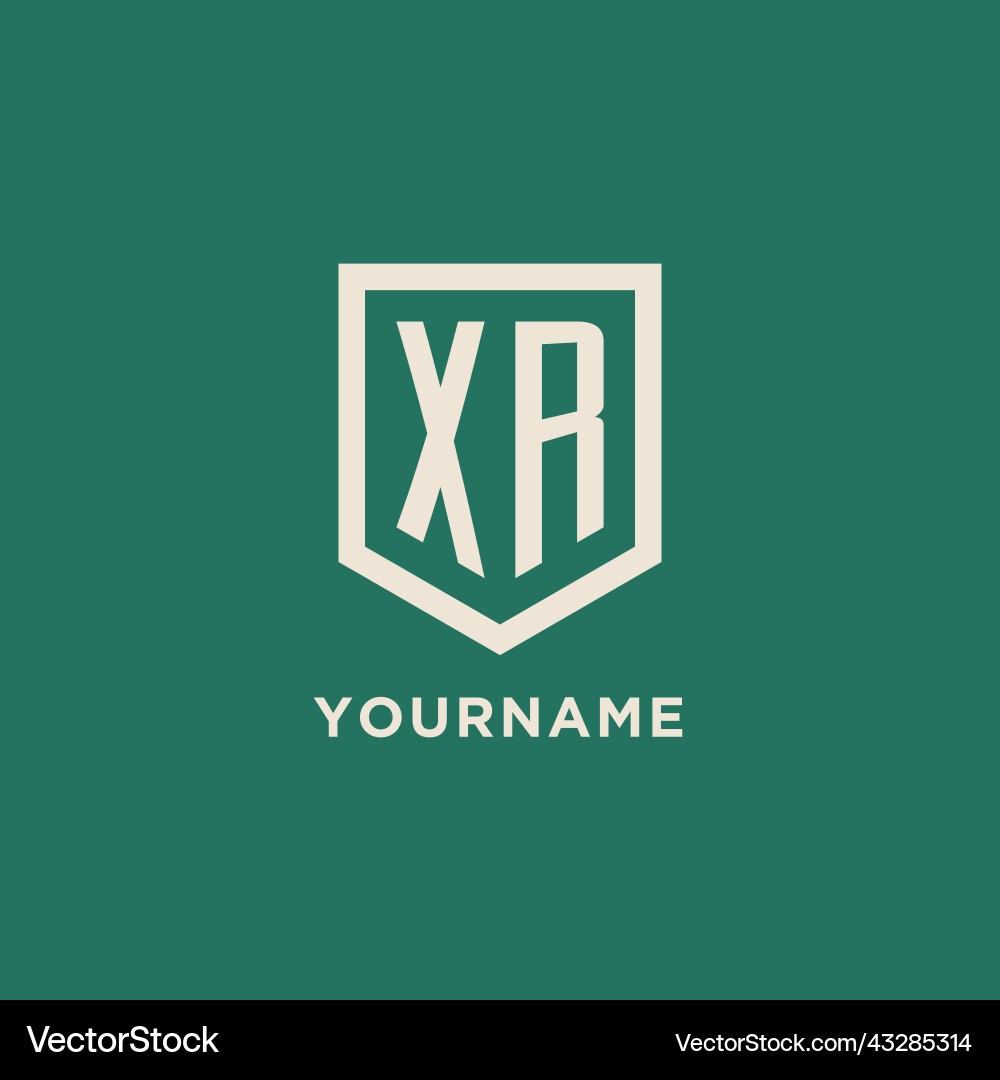 Xr initial logo monogram shield geometric shape Vector Image
